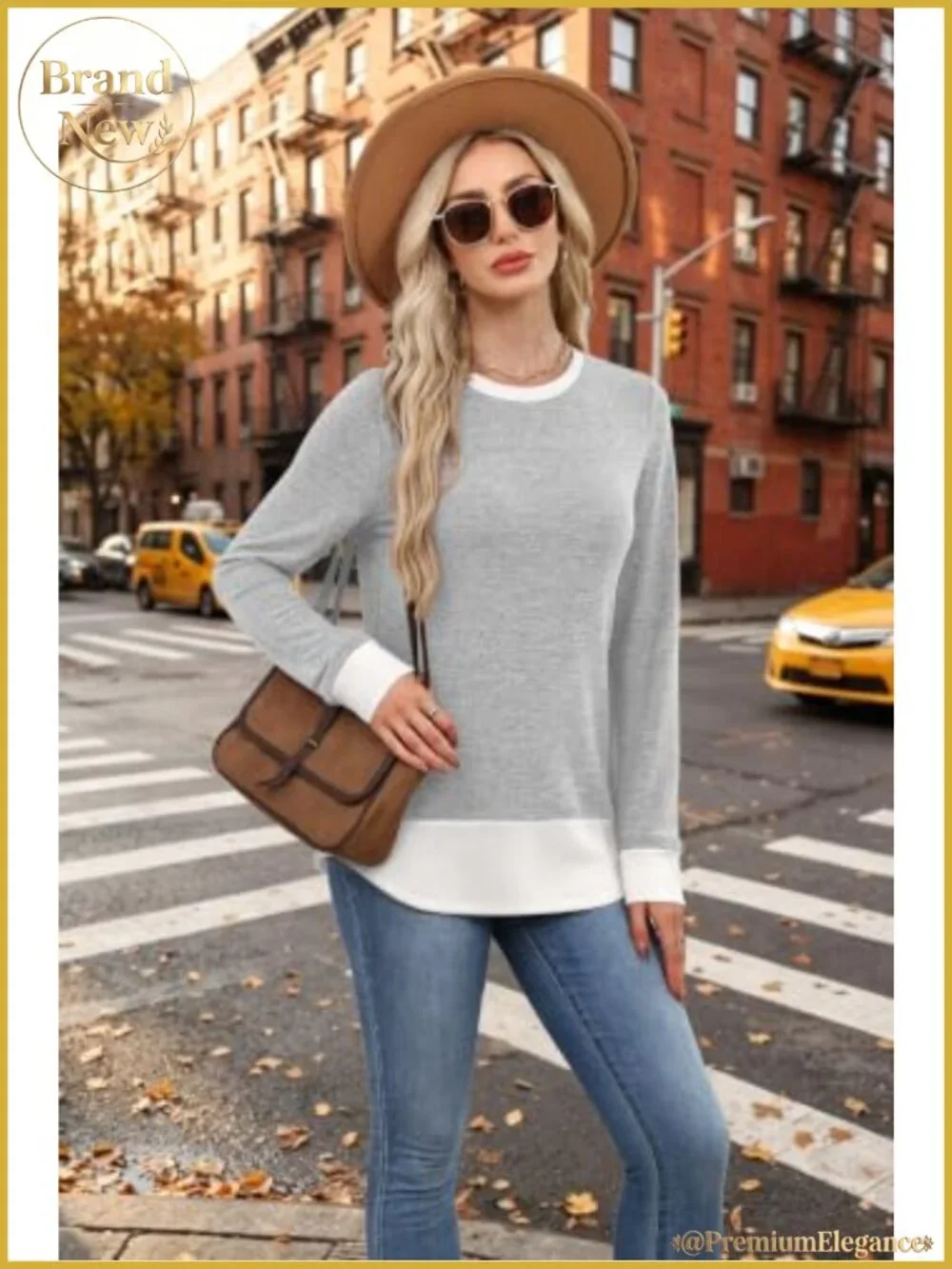 Womens Long Sleeve Tunic Top Lightweight Polyester Blend Casual Crew Neck